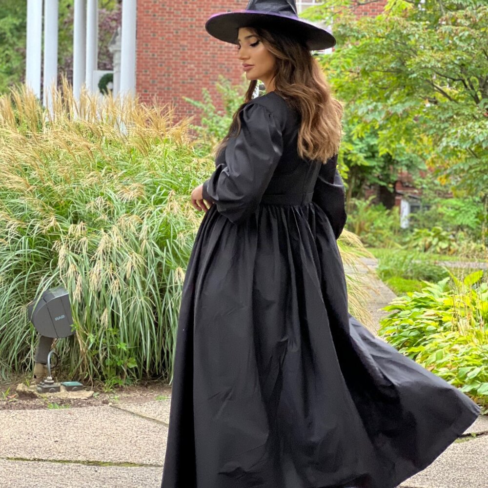 (Handmade)Black cotton‎ dress for women